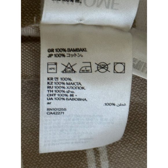 H & M Home 100% cotton beige white striped fringed  31 x 65 oblong table runner - Picture 8 of 10